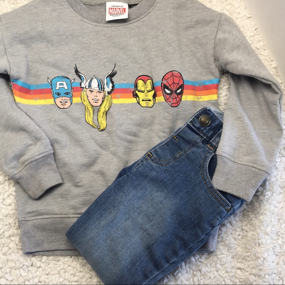 Marvel Avengers Distressed Sweater with Jeans